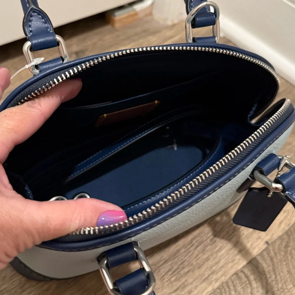 Coach Two-Tone Light Blue and Navy Dome Satchel